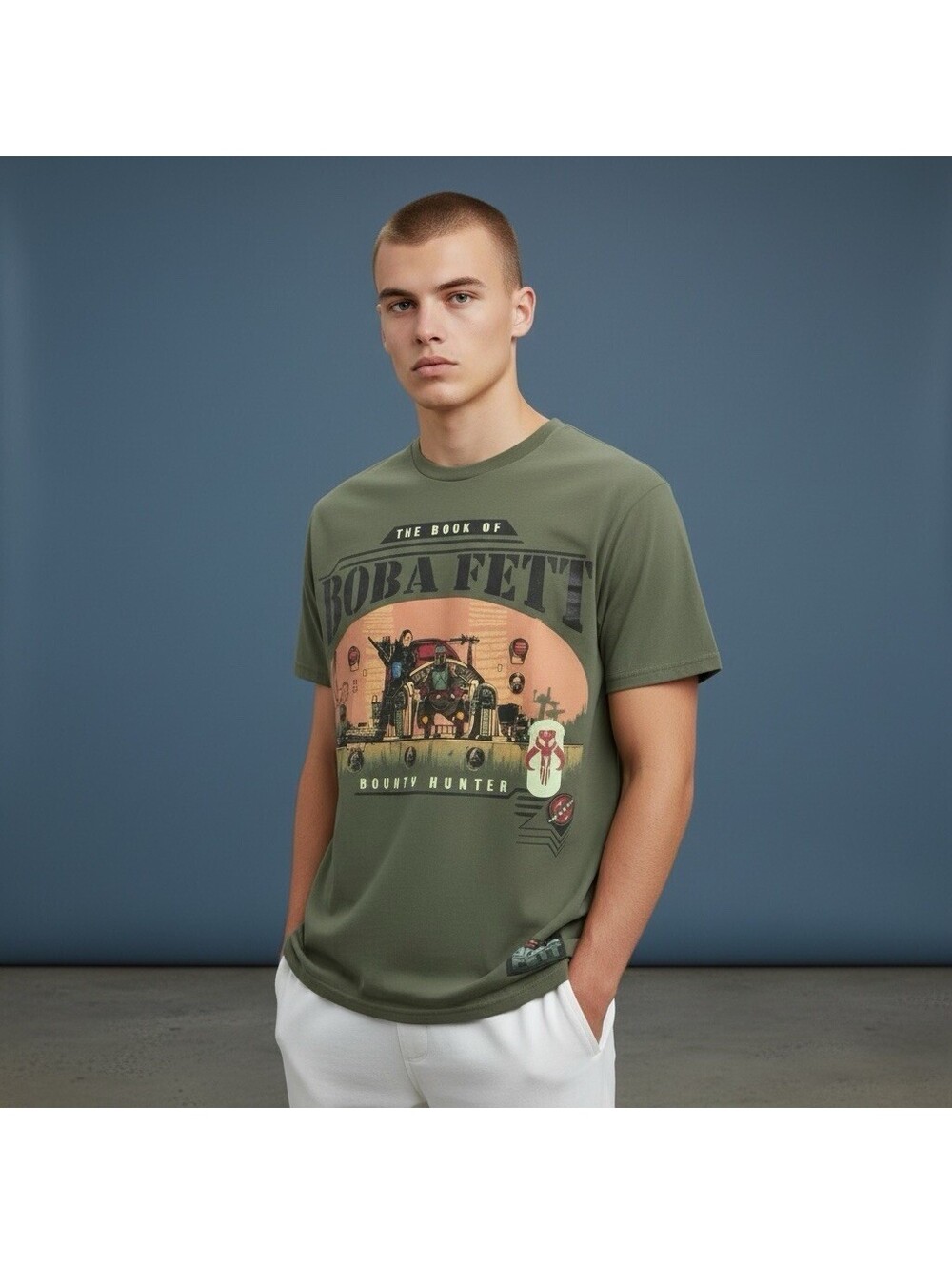Star Wars Book Of Boba Fett Adult T-shirt Sz L Green Disney Bounty Hunter Cyber
